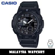 (100% Original) Casio Men's AEQ-100W-1BV Digital Analog 10 Year Battery Life Resin Black Watch