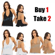 Buy1 Take 1(Total of 2)Buy1 Take 2(Total of 3)Eysther Sexy V-Neck Self Tie Cotton linen Backless Top