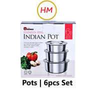 Little Homes Indian Pot 6pcs Set (22cm + 26cm + 30cm)