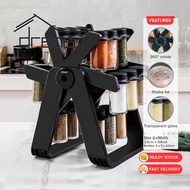 Dremel Ferris Wheel Rotatable Glass Seasoning Rack Set Seasoning Spice Jar 18 Cans Rak Berputar Peny