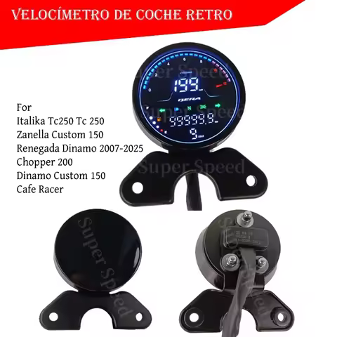 Universal Motorcycle Led Retro Round Meter Tachometer Speedometer For Renegada Dinamo 2007-2025 Chop