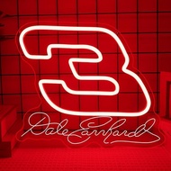 Custom Single‑Row Art Font LED Neon Sign, Racing Number 3 Shape Decor Light, For Racing‑themed Garag