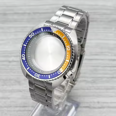 Silver 6105 6309 Turtle Abalone Watch Case Sapphire Crystal Glass Fits NH35 NH36 4R35 7S Movement 28