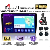 TOYOTA VIOS / YARIS 2019 - 2022  2K Q-LED CAR ANDROID PLAYER WITH 360 CAMERA (9"/8GB RAM 128GB CARPL