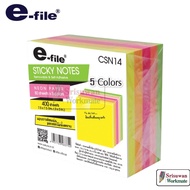e-file CSN14 5-Color Note Paper 400 Sheets Neon Size 3x3 Inches Sticky
