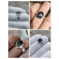 2 Combined FOSSIL NIBONG KURSANI &amp; Natural Lightning Stone Silver Bond.Saiz Stone 10X12MM