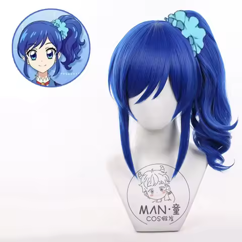Kiriya Aoi Cosplay Wig Anime Aikatsu! Blue Ponytail Heat-resistant Synthetic Hair Kiriya Aoi Role Pl