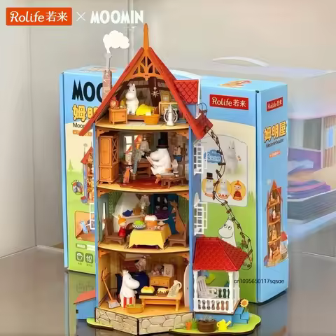 Officially Licensed Rolife Moomin House DIY Miniature Dollhouse, Tenon Assembly Giant Model Kit, Cre