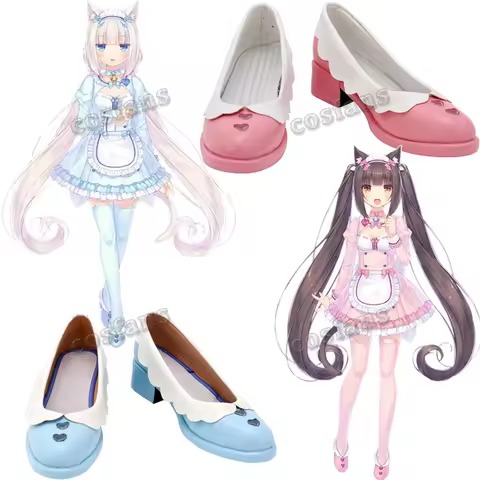 Nekopara Chocolat Vanilla Shoes Women Long Ponytails Wig Cosplay Costume NEKOPARA Cosplay Chocola Ma