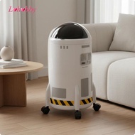 [Lohobby] Stylish Rocket-shaped Flip Lid Waste Bin Functional Rubbish Bin Compactor with Wheels for 