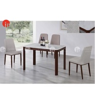 CASA 1+4 MARBLE TOP DINING TABLE SET (L120CM X D70CM) (FREE DELIVERY AND INSTALLATION)