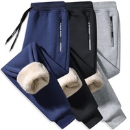 Men's Fleece-Lined Thickened Cotton Pants 2025 New Style Long Pants Lamb Wool Sweatpants Cuffed Casu