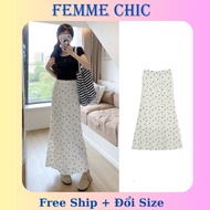 FEMME CHIC Long Skirt Layered Dot Pattern Fashion Simple Korean Style Outfit