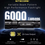 ไฟฉาย Nitecore EX7 6000LM แบบปรับลำแสงได้ ประสิทธิภาพสูง ชาร์จผ่าน USB-C พร้อมหรือไม่พร้อมแบตเตอรี่
