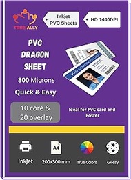True-Ally PVC Lamination Dragon Sheet A4 Size 800 Micron for PVC Aadhar , Photos, ID card (Set of 10