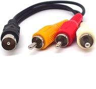 18CM/0.6FT Short TV Male Plug to 3 x RCA Male Jack Adapter Cable Red Yellow White for TV,HDTV,DVB,DV