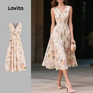 Lovito Elegant Dress Frill Spring/summer Dress for Women L154ED406 Lovito Elegant Gaun Mungil Renda 