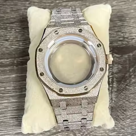 316L Steel 41mm RoseGold Case+Strap Shining Star Sanding Sapphire Crystal Watch Case For NH35/36/4R/