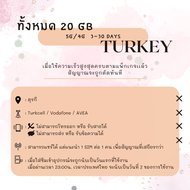 [SIMCard] Turkey Unlimited 5G/4G ซิมเน็ตตุรกี ไม่อั้นไม่ลดสปีด/วันละ 1 2 GB/ทั้งหมด 10 20 GB ซิมเน็ต
