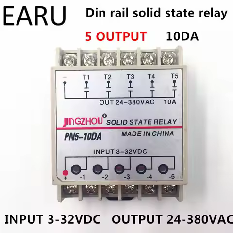 St5-5dd 10DA 5 Channel Din Rail SSR Quintuplicate Five input 3~32VDC Output 24~380VAC Single Phase D