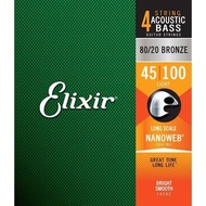 Elixir Strings Nanoweb 80/20 Acoustic Bass Guitar Strings .045-.100