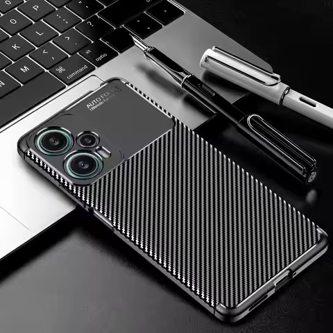 For Poco F5 Case Cover For Xiaomi Poco F5 Coque Shell Fundas Luxury Business Soft Carbon Fiber Prote