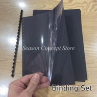 Folio Warna Hitam A4 Black Colour Paper A4 Binding Set With PVC Cover / Folio / Project Set 33'S