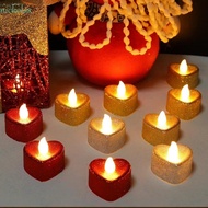 NICKOLAS 12Pcs Love Heart LED Candles, Battery-Power Artificial Flameless Candles, Romantic Night Light Glitter Heart-shaped Electronic Candle Valentine's Day