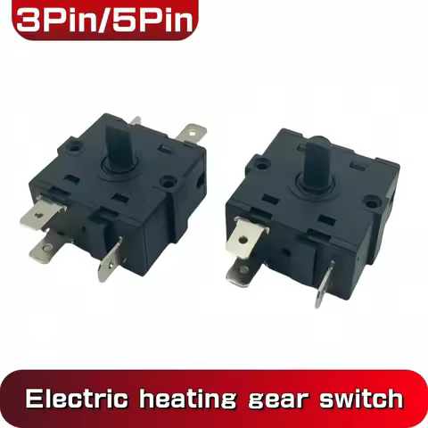 1PCS 3/5 Pin Electric Room Heater Gear Knob Switch 3Pin 5Pin Rotary Switch Selector AC 250V 16A Temp