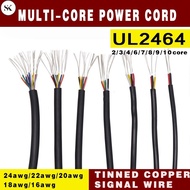 SK UL2464-16/18/20/22/24AWG multi-core sheathed power cord,black electronic wire 2/3/4/6/7/8/9/10 co