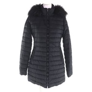 Excellent condition EMPORIO ARMANI 6Z2B76 2NAGZ faux fur hood with logo hardware, studded zip-up qui