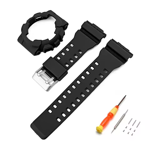 Strap + Case for Casio G-Shock GA-100/110/120/140 GD-100 GAX-100 GLS-100 Replacement Rubber Silicone