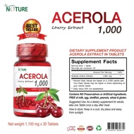 วิตามินซี อะเซโรล่า เชอร์รี่ สกัด 1000 มก. วิตามินซีธรรมชาติ เดอะเนเจอร์ Acerola Cherry Extract 1000 mg. 30 TABLETS