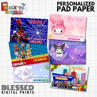 PAD PAPER CUSTOMIZED PAD PAPER GRADE 3 CHARACTER PAD PAPER