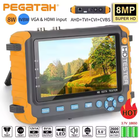 8MP CCTV Security Camera Tester IV8W 5Inch CCTV Monitor AHD/CVI/TVI CVBS Analog Camera Tester CCTV C