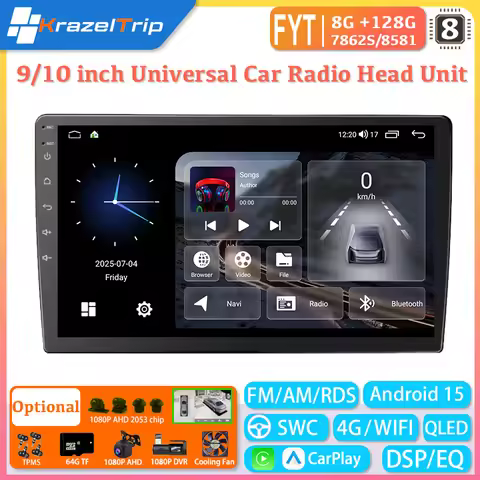 Universal Car Radio 8 Core FYT 7862s Android Auto CarPlay Stereo QLED Video Player DSP 4GLTE WIFI RD