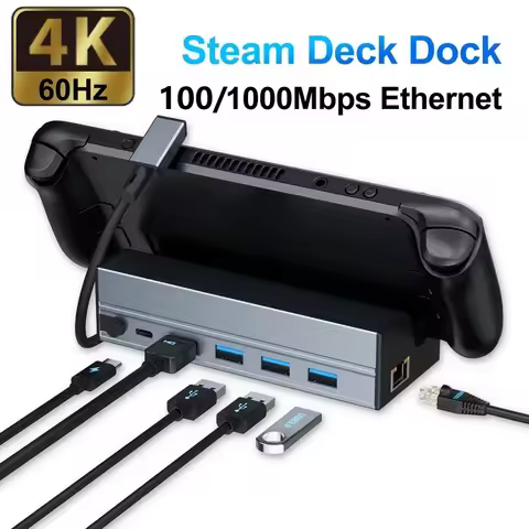 USB C Docking Station for Steam Deck Game Docking 4K@60Hz DP HDMI-compatible Gigabit Ethernet Type C