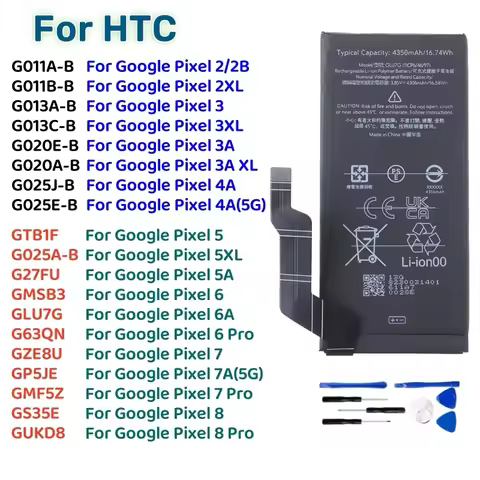 New Battery For GOOGLE 2 2B PIXEL 3 3XL Pixel 4XL Pixel 4 4XL 4 Pixel 4A 5A 5 5G Pixel 6 Pro 7A 7 Pr