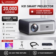LONAISCI H31 4K 1200 ANSI Lumens Ultra Bright Projector with Autofocus Dual-Band WiFi and Bluetooth