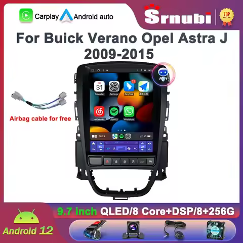 Srnubi Android 12.0 Car Radio for Opel Astra J Vauxhall Buick Verano 2009-2015 Multimedia Video 2Din