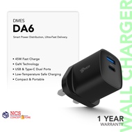 Dmes DA6 45W GaN Charger USB Type C Wall Charger Dual Type C USB Ports For iP Samsung Huawei XiaoMi