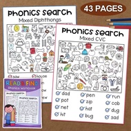 43Pages English Phonics CVC Words Search Workbook Kids Learning English Book Early Educational Book 