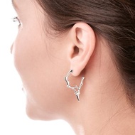 鑽石925純銀圈型耳環 尖刺哥特流行耳環 分支刺形女巫樹枝型耳環
