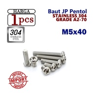 SS 304 JP M5x40 Stainless Steel Bolt/ Stainless Steel Pan Head Machine Screw JPSS05 M5 x 40