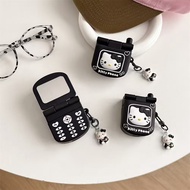 Sarung Cermin Flip Kitty Cat untuk Fon Telinga Wayarles Apple AirPods 4, Pro 2, 3 dan 3