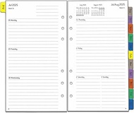 2025 2026 Weekly Planner Insert Personal A6, 6 Holes, 1 Week 2 Pages with Tabs, Extra Notes Contact,