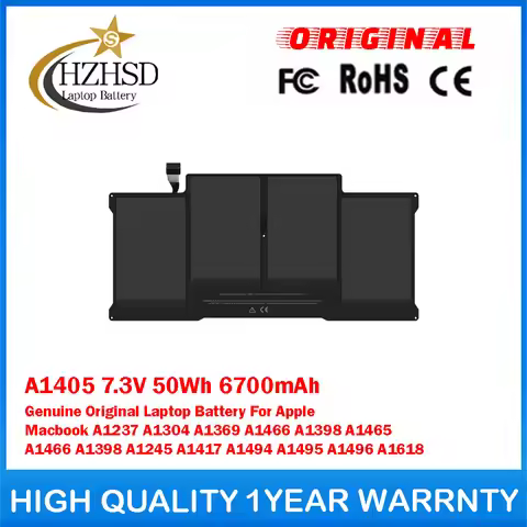 A1405 7.3V 50Wh 6700mAh Genuine Original Laptop Battery For Apple Macbook A1237 A1304 A1369 A1466 A1