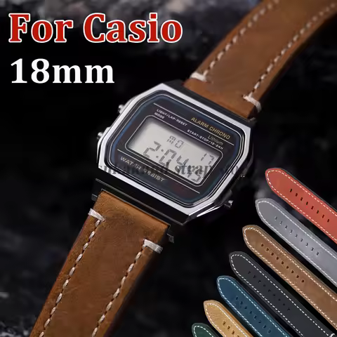 Vintage Retro Leather Strap Quick Release 18mm For Casio Mod Kit F91W W-800H SGW400 F84 F105/108 A15