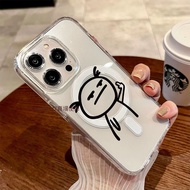 AI Button Vertical Middle Finger Villain Suitable For Apple iPhone16ProMax Magnetic Phone Case i15Pr