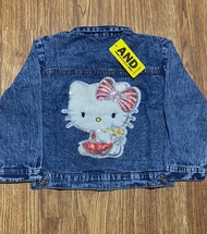 Jaket Jeans Anak Perempuan Belakang 3D Patch Boneka Bulu Timbul Umur 1-8 Tahun